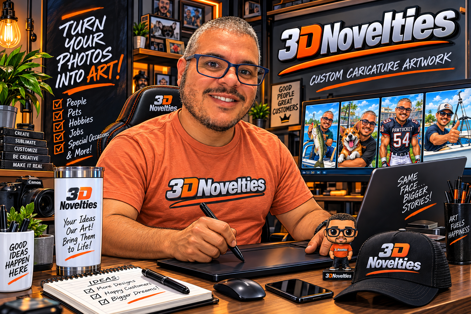 3dNovelties custom caricature hero artwork
